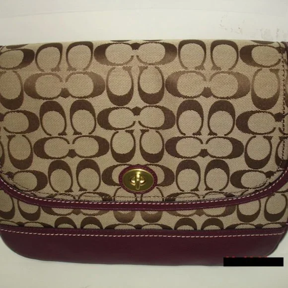 COACH PARK SIGNATURE FLAP LARGE SHOULDER BAG SV / KHAKI / MAHOGANY F23933 NWT - Picture 3 of 12